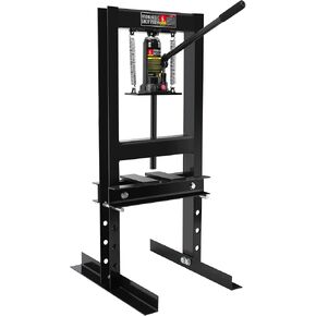6 Ton Shop Press, H-Frame Garage Floor Adjustable Hydraulic Shop Press with Stamping Plates to Bend, Straighten, Or Press Parts, Install Bearings & U-Joints