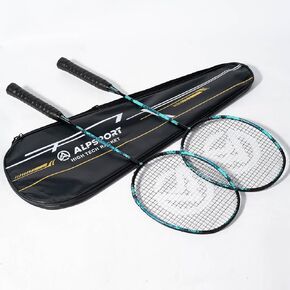XW The Tortoise 6U G5 Graphite Professional Badminton Rackets Sets of 2, Full Carbon Fiber Racquets with 1 Leather Bag, 2 Tied Grips Tapes, Padel Raket for Sports Training