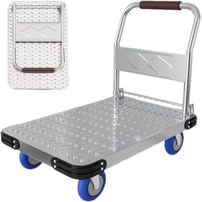 36" L x24 W Platform Truck Steel Foldable Push Cart,2000 LBS Capacity Heavy-Duty Moving Platform Trucks Hand Cart for Groceries, Warehouse Transport with 5’ Nylon Casters