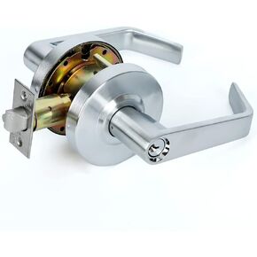 Grade 2 Commercial Heavy Duty Office Door Keyed Lever Lockset, ADA, Satin Chrome Finish