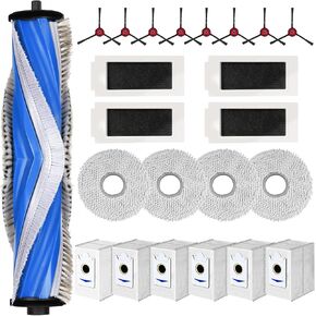 23 Pack Replacement Parts for ECOVACS DEEBOT T30S/N20/T30 Pro Combo Robot Family Vacuum Accessories, 1 Main Brushe, 8 Side Brushes, 4 Mop Cloth Pads, 4 HEPA Filters, 6 Dust Bags
