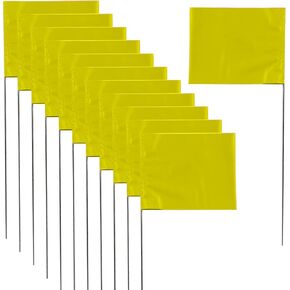 Marking 50 Pack Flags Yard Flags 15 x 2.5 x 3.5 Inch Marker Flags for Lawn Yard Flags Landscape Flgs Survey Flags, Sprinkler Flags, Irrigation Flags （Yellow)