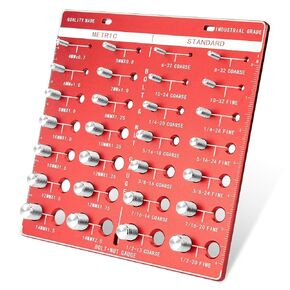 Thread Checker, 28 Nut and Bolt Thread Checker, Premium 14 Metric & 14 Standard Identibolt, Bolt and Nut Identifier Gauge, Accurate Thread Gauge with Centimeters and Inches Scales on Both Sides