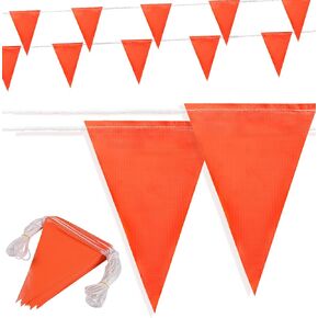 100ft Pennant Safety Flags 7x10inch Flagging Banner Warning for Construction Site Parking Lot Events Traffic Barrier Line Yard Roof Perimeter Marking Flags on String 45 Flags