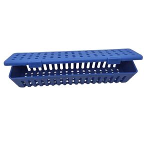 Dental Medical Instrument Sterilization Plastic Container Case Sterilization Plastic Cassette Autoclavable (Blue)