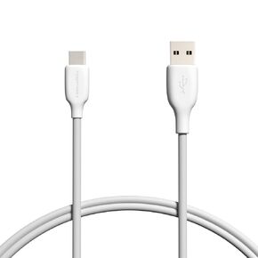 Amazon Basics USB-C to USB-A 2.0 Fast Charge and Data Transfer Cable, 480Mbps Speed, USB-IF Certified, for Apple iPhone 15, iPad, Samsung Galaxy, Tablets, Laptops, 3 Foot, White