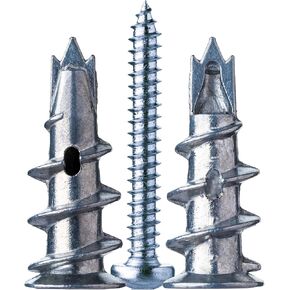 Zinc Self-Drilling Drywall Anchors with Screws Kit, 100Pcs Self Drilling Drywall Anchors, Heavy Duty 65lb Capacity, No Need for Studs (50 Pcs Self Drilling Anchors and 50 Pcs Screws)