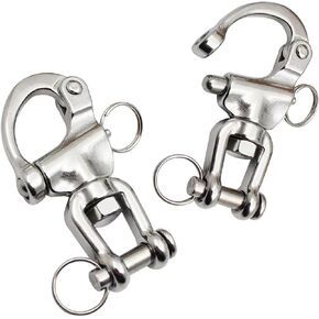 Snap Shackle Quick Release Stainless Steel 316 Shackle- 2 Pack Swivel Marine Carabiner Clip Sailboat Rigging Shackles Accessories-2.75 inch (70mm)