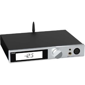 LOXJIE D60 Hi-Res Audio DAC Fully Balance Headphone Amplifier 6000mWx2 Output Power 6.35mm/4.4mm/XLR/RCA Output Hi-End Pre-amp Desktop Headphone Amp for Home Audio/Speaker with Remote Control (Silver)