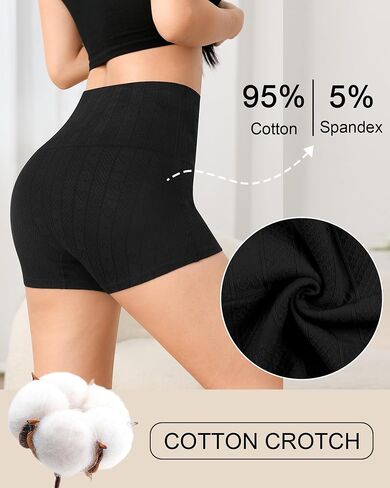 ASIMOON Cotton High Waisted Boy Shorts Underwear for Women Slight Tummy Control Anti Chafing Boxer Briefs Panties 3 Pack in Saudi Arabia