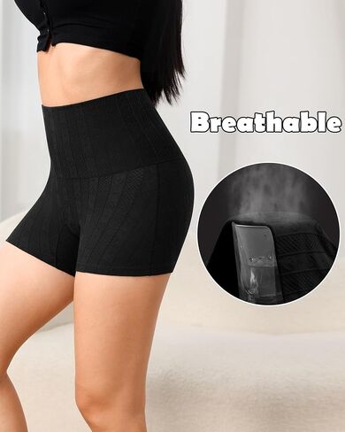 ASIMOON Cotton High Waisted Boy Shorts Underwear for Women Slight Tummy Control Anti Chafing Boxer Briefs Panties 3 Pack in Saudi Arabia