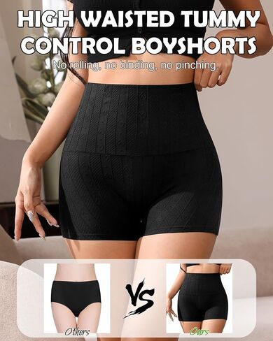 ASIMOON Cotton High Waisted Boy Shorts Underwear for Women Slight Tummy Control Anti Chafing Boxer Briefs Panties 3 Pack in Saudi Arabia