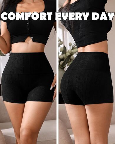 ASIMOON Cotton High Waisted Boy Shorts Underwear for Women Slight Tummy Control Anti Chafing Boxer Briefs Panties 3 Pack in Saudi Arabia