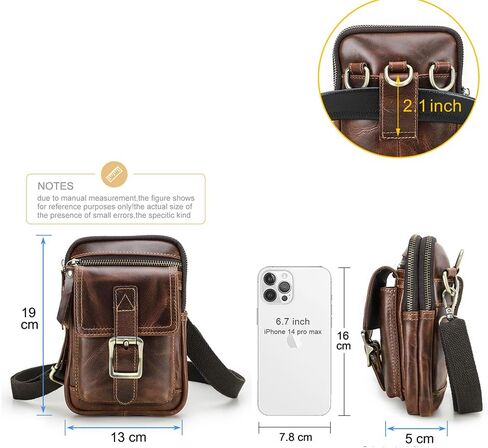 Contacts Phone Crossbody Bag for Men Small Leather Shoulder Bag Mini Cell Phone Purse Brown Sling Bag Pouch Travel in Saudi Arabia