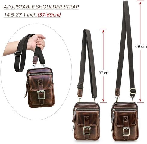 Contacts Phone Crossbody Bag for Men Small Leather Shoulder Bag Mini Cell Phone Purse Brown Sling Bag Pouch Travel in Saudi Arabia