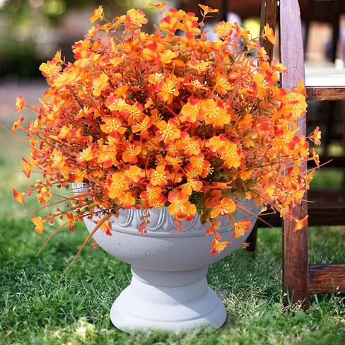 Artificial Fall Flowers for Outdoor Decor Fake Plum Blossom, 12 Bundles Faux Blossom Fall Decorations Indoor, No Fade, Autumn Decor for Window, Front Porch,Garden in Kuwait