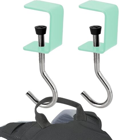 2 PCS Clamp-On Desk Mount Bag Holder Hook Students' Desk Hook Women's Purse Hook with Adjustable Arm Clamp Backpack Handbag Headphones Holder Portable for Tables Heavy Duty Handbag Hanger Organizer in Saudi Arabia