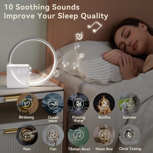 Vivilumens Sunrise Alarm Clocks Wireless Charger, 10 Sound Machine Alarm Clock with 30/60/90 Mins Timer, 3 Levels Touch Night Light, Dual Clocks for Heavy Sleepers, Great Ideal Gifts for Women or Men in Saudi Arabia