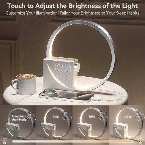 Vivilumens Sunrise Alarm Clocks Wireless Charger, 10 Sound Machine Alarm Clock with 30/60/90 Mins Timer, 3 Levels Touch Night Light, Dual Clocks for Heavy Sleepers, Great Ideal Gifts for Women or Men in Saudi Arabia