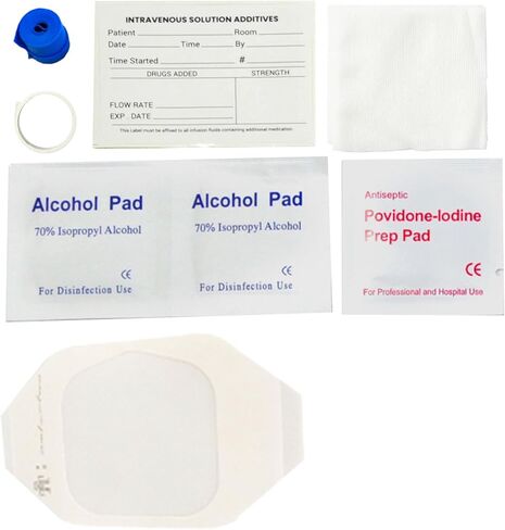 50PCs IV Starter Kit with Gauze/Chlorascrub Swab LF by JEVOLVE | Posi-Guard Catheter Securement Device & Transparent Window Dressing | Latex-Free Tourniquets in Saudi Arabia