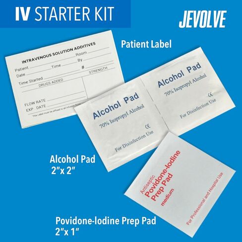 50PCs IV Starter Kit with Gauze/Chlorascrub Swab LF by JEVOLVE | Posi-Guard Catheter Securement Device & Transparent Window Dressing | Latex-Free Tourniquets in Saudi Arabia