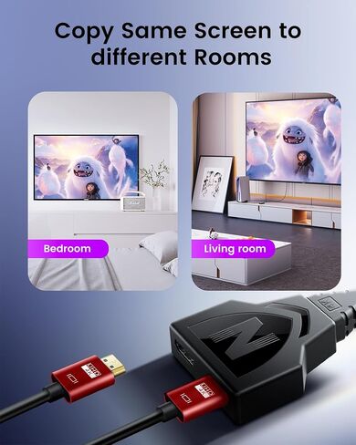 HDMI Splitter Adapter Cable 4K, HDMI Splitter 1 in 2 Out One Male to Dual Female Support Different Size TV Mirror Input Screen at The Same Time, 1 to 2 Way HDMI Splitter for HDMI HD, LED, LCD, TV, 3D in Saudi Arabia