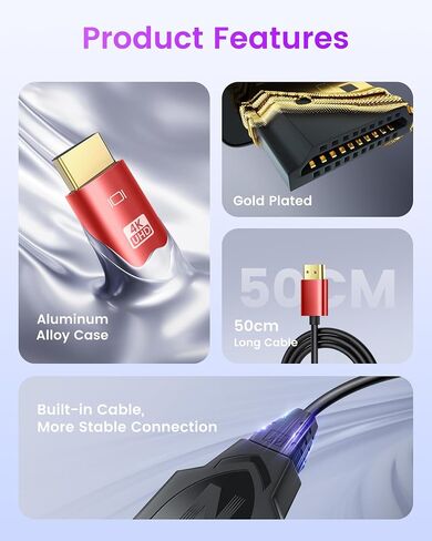 HDMI Splitter Adapter Cable 4K, HDMI Splitter 1 in 2 Out One Male to Dual Female Support Different Size TV Mirror Input Screen at The Same Time, 1 to 2 Way HDMI Splitter for HDMI HD, LED, LCD, TV, 3D in Saudi Arabia
