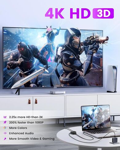 HDMI Splitter Adapter Cable 4K, HDMI Splitter 1 in 2 Out One Male to Dual Female Support Different Size TV Mirror Input Screen at The Same Time, 1 to 2 Way HDMI Splitter for HDMI HD, LED, LCD, TV, 3D in Saudi Arabia