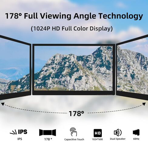 شاشة Raspberry Pi، شاشة لمس 7 بوصة، IPS 1024×600، مكبرات صوت مدمجة مزدوجة، شاشة HDMI محمولة متوافقة مع Raspberry Pi 5/Pi 4B/3B+/3B، أسود BB، Win11/10/8/7، بدون سائق in Saudi Arabia