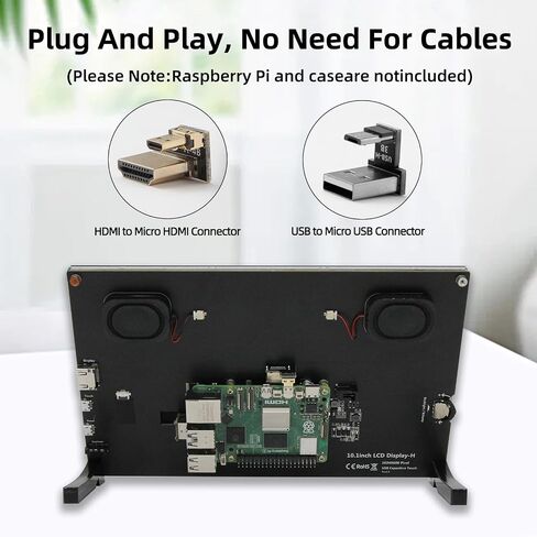 شاشة Raspberry Pi، شاشة لمس 7 بوصة، IPS 1024×600، مكبرات صوت مدمجة مزدوجة، شاشة HDMI محمولة متوافقة مع Raspberry Pi 5/Pi 4B/3B+/3B، أسود BB، Win11/10/8/7، بدون سائق in Saudi Arabia