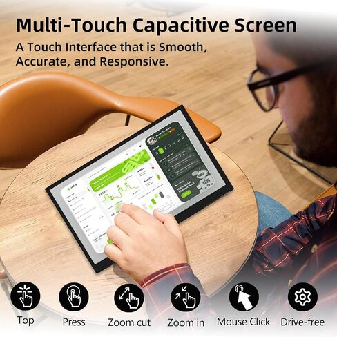شاشة Raspberry Pi، شاشة لمس 7 بوصة، IPS 1024×600، مكبرات صوت مدمجة مزدوجة، شاشة HDMI محمولة متوافقة مع Raspberry Pi 5/Pi 4B/3B+/3B، أسود BB، Win11/10/8/7، بدون سائق in Saudi Arabia