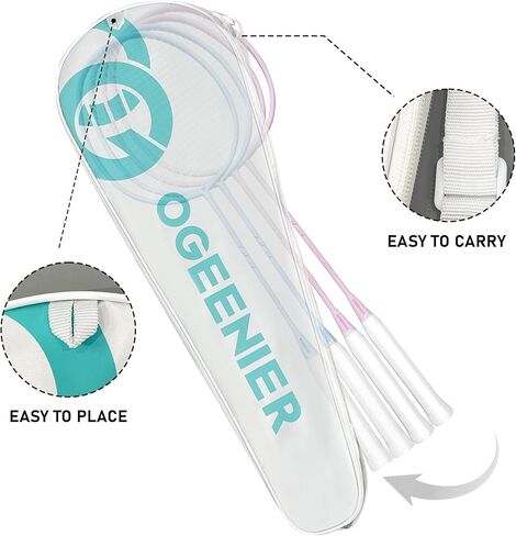 OGEENIER Badminton Rackets Set of 4 for Beginner, 4-Player Badminton Set with 4 Rackets+6 Nylon Badminton Birdies, Lightweight Badminton Racquet for Gym, 3U Racket in Saudi Arabia