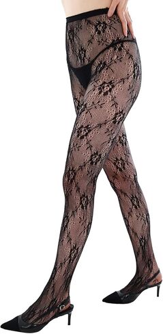 Patterned Fishnet Tights Floral Fishnets Tights Lace Tights Flower Pantyhose Fishnets Leggings Floral Stockings for Women in Saudi Arabia