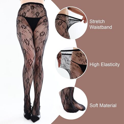Patterned Fishnet Tights Floral Fishnets Tights Lace Tights Flower Pantyhose Fishnets Leggings Floral Stockings for Women in Saudi Arabia