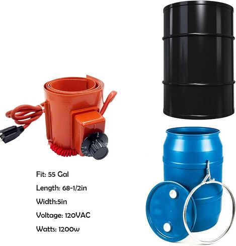 5/55 Gallon Drum Heater Band for Grease Kegs, Honey Drums & Water Buckets –120V 800W/1200W with Twist Temperature Controller (86°F to 302°F) in Saudi Arabia