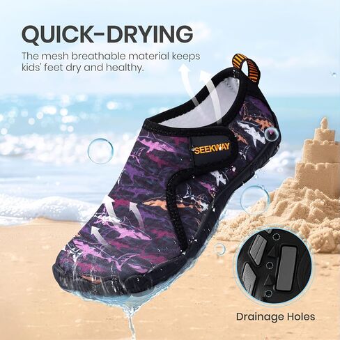 SEEKWAY Barefoot Water Shoes for Kids - Wide Toe Box and Quick-Dry Sand Shoes Toddler for Hiking Swim Beach Pool Kayak Sport Accessories, Camping Essentials Non-Slip for Boys Girls Sizes in Kuwait