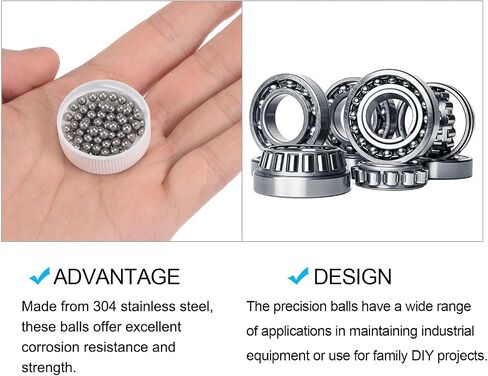 METALLIXITY Precision Balls G100 1.8mm 100pcs, 304 Stainless Steel Bearing Balls Beads - for Industry Kit, Machinery, Automotive, and DIY in Kuwait