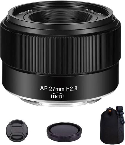 JINTU 27mm F2.8 AF Auto Focus Lens APS-C Lenses for Sony E-Mount Mirrorless Cameras A6700 A6600 a7RIII a7R a7IV a7RIV a7RV A6500 A6400 APS-C Mode A9 A7 Series NEX Series Metal Black in Saudi Arabia