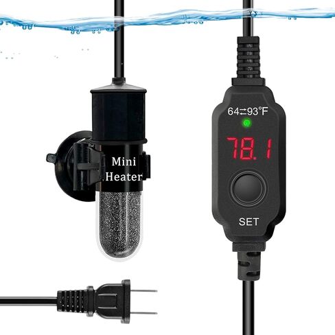 سخان حوض السمك USB من اومي، سخان حوض سمك صغير قابل للتعديل 10/20/30 واط، جهاز تحكم خارجي في درجة الحرارة، شاشة LED، يستخدم لخزان 1-3 جالون in Kuwait