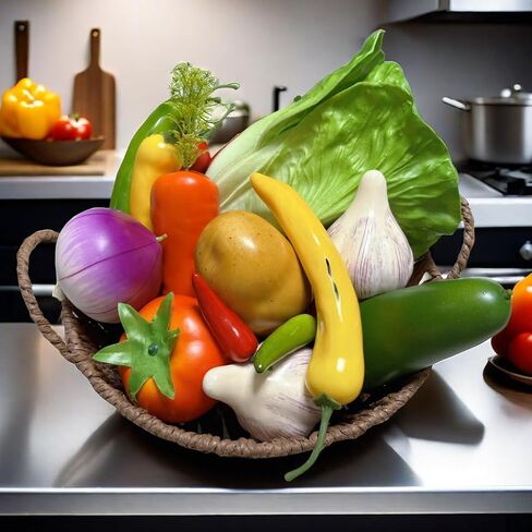 22pcs Realistic Artificial Fake Vegetables, Artificial Vegetables for Decoration, Home Kitchen Decor,PU Simulation Vegetable,Artificial Bell Peppers in Saudi Arabia
