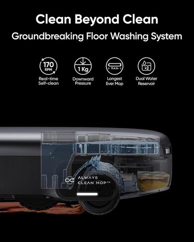 eufy Robot Vacuum Omni S1 Pro with All-in-One Station, Floor Washing Robot Vacuum and Mop, Eco-Clean Ozone, 8000 Pa Suction, Obstacle Avoidance, Auto Mop Washing & Drying, Self-Emptying in Saudi Arabia
