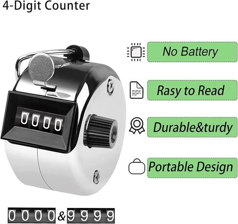 2 Color Tally Counter 4-Digit Hand Clicker Counters Metal Mechanical Pitch Counters Score Keeper for Coaching, Knitting, Fishing, Golf, Toddler Fidget in Saudi Arabia