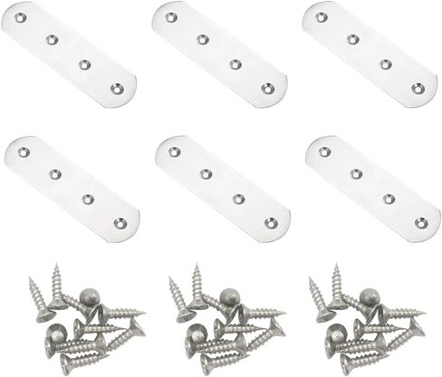 20Pcs Flat Mending Plates, 2.16"x0.63" Flat Straight Brace Bracket, 2-Holes 304 Stainless Steel Black Plates Repair Fixing Bracket for Wood Corner Braces Table,Dresser,Cabinet with Screws in Saudi Arabia