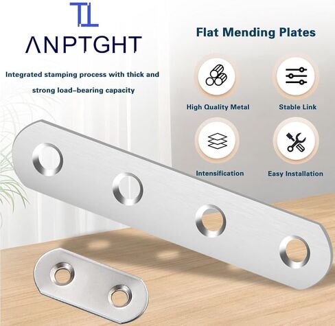 20Pcs Flat Mending Plates, 2.16"x0.63" Flat Straight Brace Bracket, 2-Holes 304 Stainless Steel Black Plates Repair Fixing Bracket for Wood Corner Braces Table,Dresser,Cabinet with Screws in Saudi Arabia