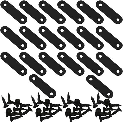 20Pcs Flat Mending Plates, 2.16"x0.63" Flat Straight Brace Bracket, 2-Holes 304 Stainless Steel Black Plates Repair Fixing Bracket for Wood Corner Braces Table,Dresser,Cabinet with Screws in Saudi Arabia