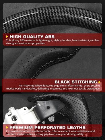 TESFEEL Steering Wheel Hydro-Dip Carbon Fiber Steering Wheel Fit for Lexus ES 2015-2017, RX 2016-2020, LX 2016-2019 in Saudi Arabia