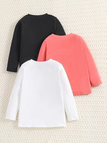 3 Pack Baby and Toddler Girls' Solid Crew-Neck Sweatshirt Long Sleeve Pullover Shirt Fall Winter Tops 1-8Y in Saudi Arabia