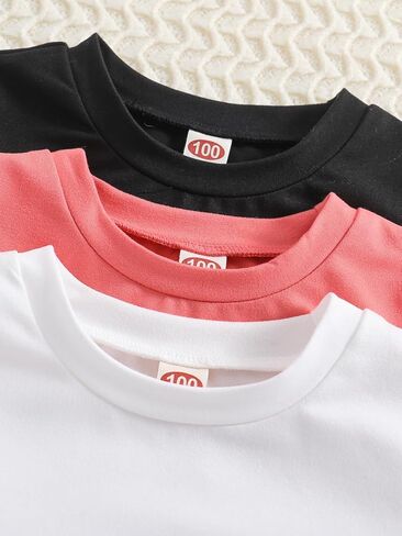 3 Pack Baby and Toddler Girls' Solid Crew-Neck Sweatshirt Long Sleeve Pullover Shirt Fall Winter Tops 1-8Y in Saudi Arabia