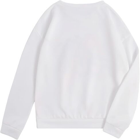 Girl's Cartoon Letter Graphic Pullover Tops Crewneck Long Sleeve Sweatshrit Casual Cute T Shirts in Saudi Arabia