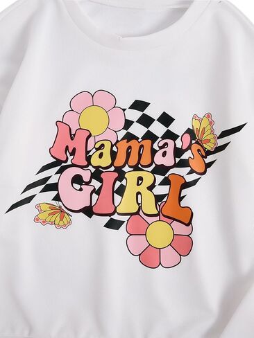 Girl's Cartoon Letter Graphic Pullover Tops Crewneck Long Sleeve Sweatshrit Casual Cute T Shirts in Saudi Arabia